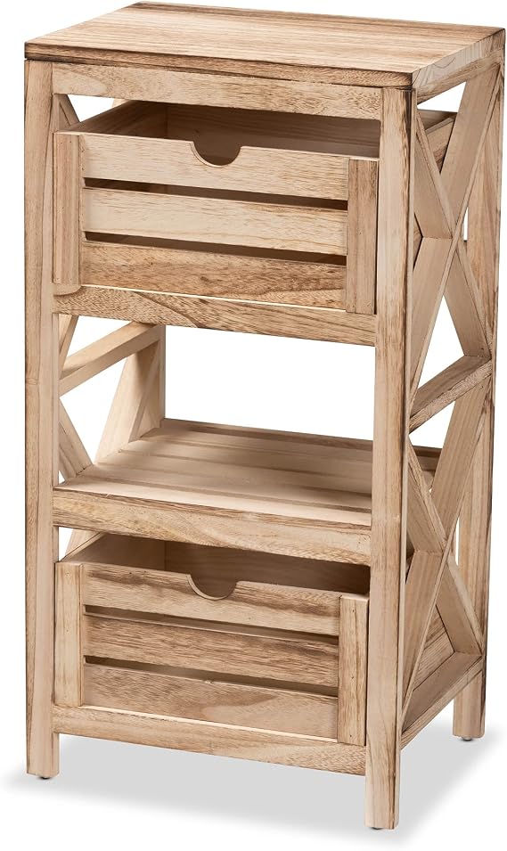 Baxton Studio Multipurpose Shelving and Cabinets, Wood, Natural Brown