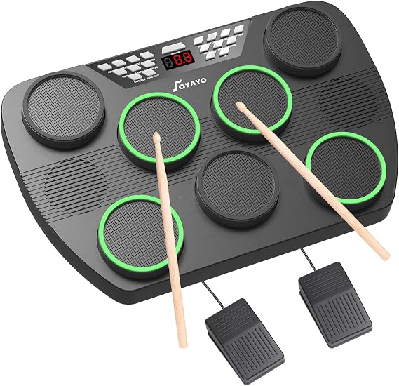 Electronic Drum Set, TD01 Pro Upgraded Tabletop Drum Kit with Mesh Heads, Velocity Sensitivity, Portable Electric Drum Pad Include Pedals & Sticks, Ideal Gift for Adult and Beginners