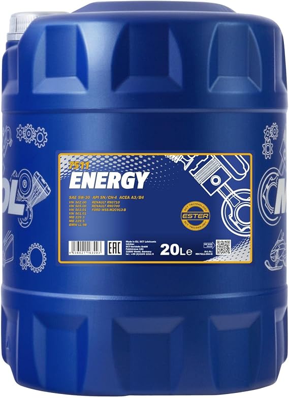 MANNOL Energy 5W-30 API SL/CF Motorenöl 20 Liter MN7511-20 Gelbbraun