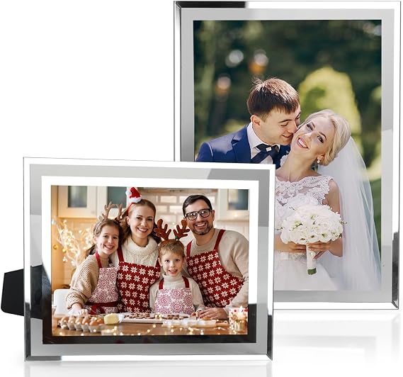 2 Pack 8x6 Glass Photo Frame,Glass Picture Frame