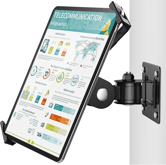 AboveTEK Tablet Wall Mount - Fits 7-11" Tablets Including iPad, Galaxy Tab, Slate, Fire and More -Anti Theft Security Lock and Key - Articulating Swivel Holder for Portrait and Landscape Mode