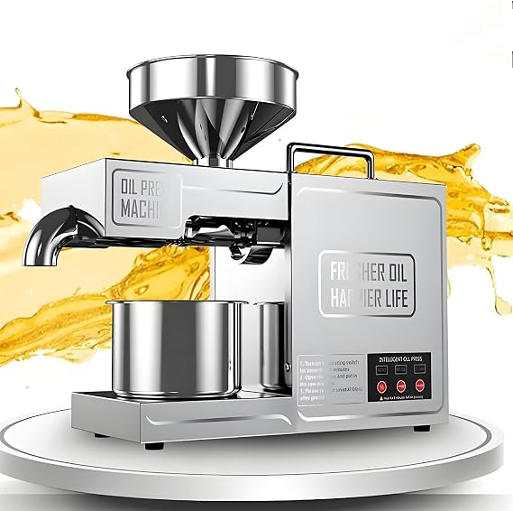 820W Oil Press Machine, Automatic Oil Extraction Squeezer Commercial Oil Press Machine, Food Grade 304 Stainless Steel Commercial Electric Hot/Cold Nut Seed Extractor