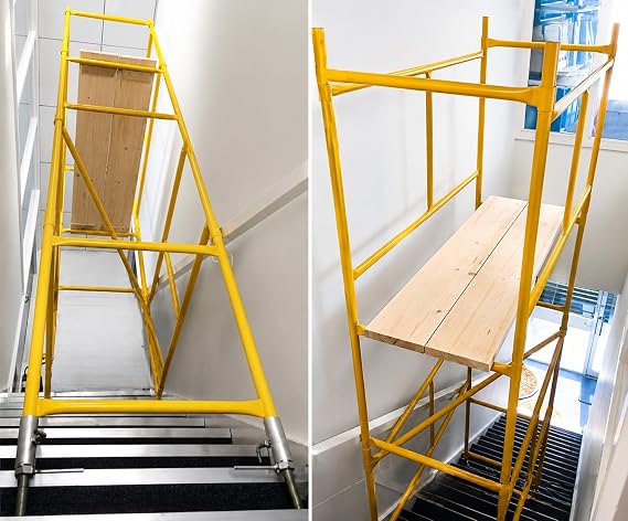 Domestic Stairwell Scaffolding Tower with Scaffolding Boards 4.11 Meters (13'6") Working Height 4x2' Base Size. Quick & Easy Assembly, Provides a Safe Platform.