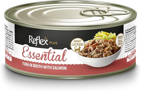 Reflex Plus Essential Et Suyu İçinde Ton Balığı ve Somonlu Yetişkin Kedi Konserve Maması 70 g
