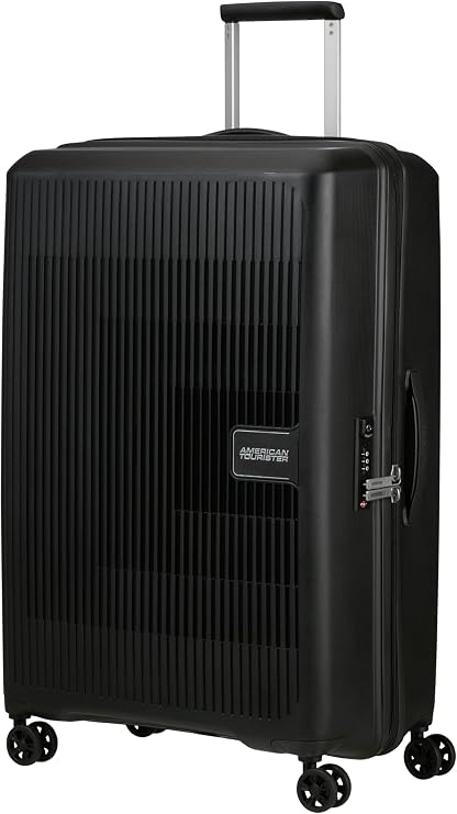 American Tourister Aerostep - Spinner L, Expandable Suitcase, 77 cm, 101.5/109 L, Black (Black)