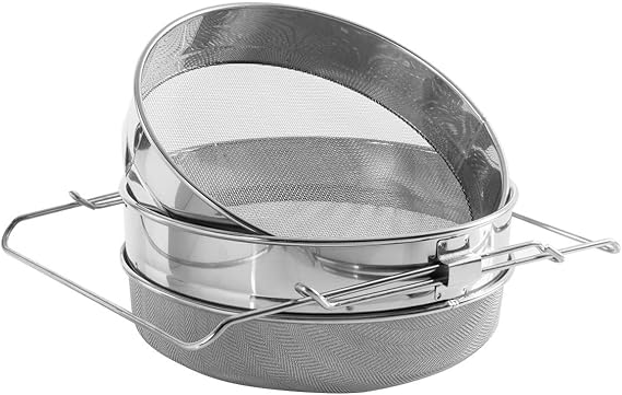 Honey Stainless Steel Double Bee Sieve Honey Debris Strainer Filter Beekeeping Extract Tools