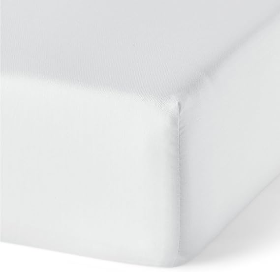 Amazon Basics Organic Cotton Fitted Sheet for 180 cm Beds, 180 x 200 cm, White