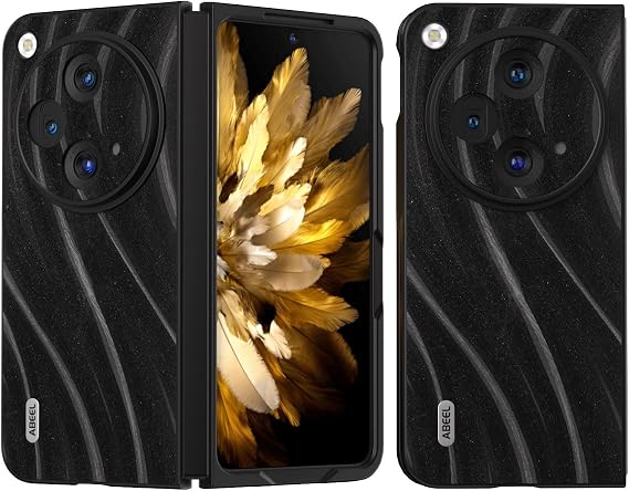 Leather Case For Oppo Find N3 For OnePlus Open Back, Shockproof Non-Slip Slim Thin Phone Cover Protective Fold(Black)