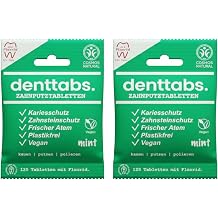 DENTTABS Toothbrush Tablets, Pack of 250, Mint with Fluoride, 4 Months Supply, Vegan & Plastic-Free, Sustainable Alternative to Toothpaste