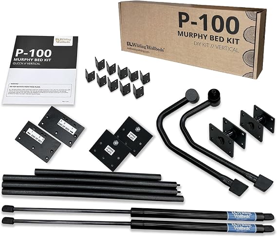 Wilding Wallbeds Murphy Bed Mechanism Kit Full & Queen Size DIY Piston Lift Hardware for Cabinet Bed with Easy to Follow Instructions 1.5 lb Capacity