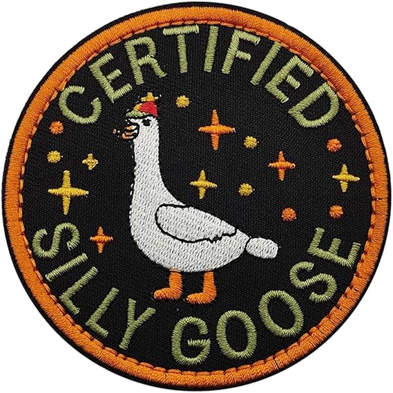 Funny Goose Patch, Cute Embroidered Patch Animal Meme Applique Sew on Patches for Backpacks, Dog Harnesses, Hats, Vests, Velcro Patches for Clothing, and DIY Accessories 3.15 Inch