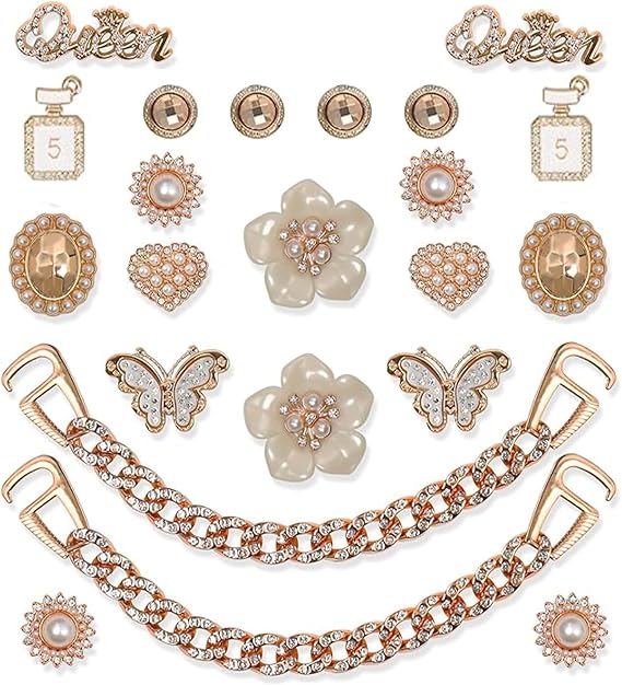 Shoe Charms - Removable Charms with Crystals and Pearls, DIY Decoration for Women - Birthday/Party Gift