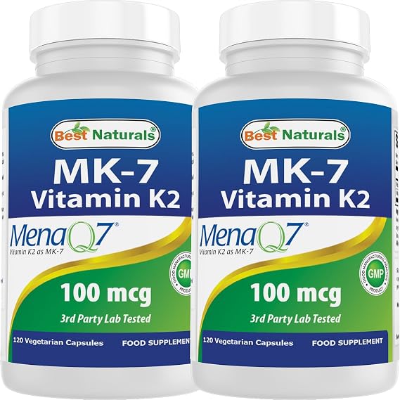 Best Naturals MK-7 Vitamin K2 100 mcg 120 Vcaps (120 Count (Pack of 2))
