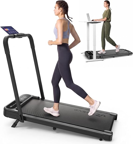 UREVO Strol 2E Pro Smart Walking Pad Treadmill with APP, 12% Incline, Compact Walking Pad with Safety Handle, Plug & Play, Desk Treadmill with LED Display, Walking & Running for Home Office