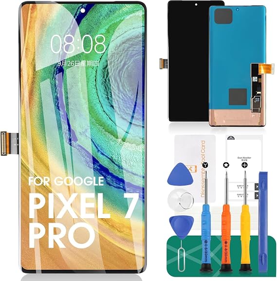 SRJTEK OLED for Google Pixel 7 Pro 5G LCD Display for Google Pixel 7 Pro Digitizer for Google Pixel 7 Pro GP4BC GE2AE Screen Replacement Touch Screen Assembly Repair Kits(Black)