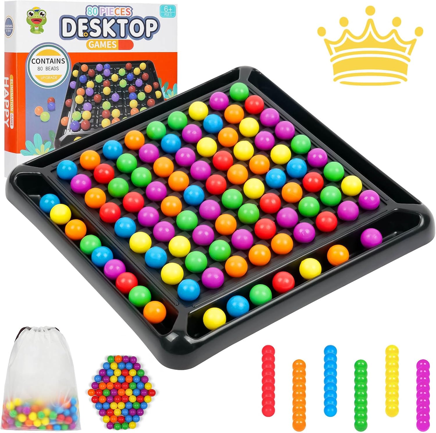 OSDUE Chessboard, Dual Duel, Rainbow Ball Elimination Chess Board, Colorful Ball Matching, 80pcs