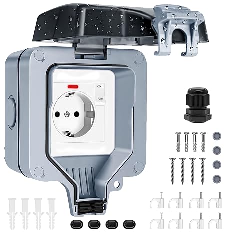 Beizkna IP66 Waterproof Outdoor Socket with Switch and Indicator Light