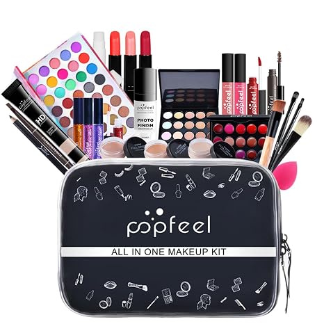 FantasyDay Multifunktions Exquisite Make-up Geschenkset Kosmetik Schmink Kit für Gesicht Augen und Lippen - Makeup Paletten Schminkkoffer mit Lidschatten Palette Lippenstift Rouge Mascara Pinsel