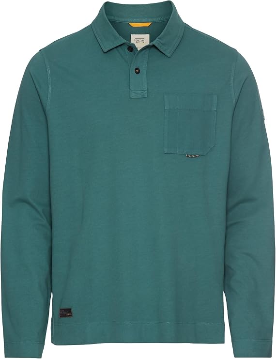 Camel Active Herren Langarm Poloshirt aus Reiner Baumwolle