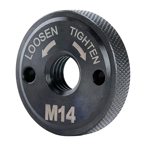M14 Angle Grinder Nut, Angle Grinder Quick Release Locking Nut, Retaining Flange 44mm, Heavy Duty Black Phosphate Coating Accessory for M14 Thread Grinders, Universal Fit, Tool-Free Accessory Changes