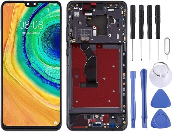 Replace part LCD Screen and Digitizer Full Assembly with Frame for Huawei Mate 30(Black) Mobile Phone Screen Repair Parts (Color : Black)