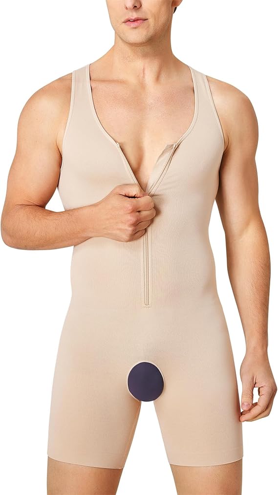 Junlan Men Shapewear Undershirts Tummy Control Full Body Shaper Seamless Sleeveless Bodysuit Workout Tank Tops