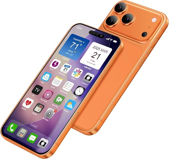 Dummy Fake Phone Model, Looks Like Real Phone Dummy Compatible with Phone 17 Pro, Prank Stuff Decoy Pear Non-Working Toy Phone 17Pro for Kids (Orange)