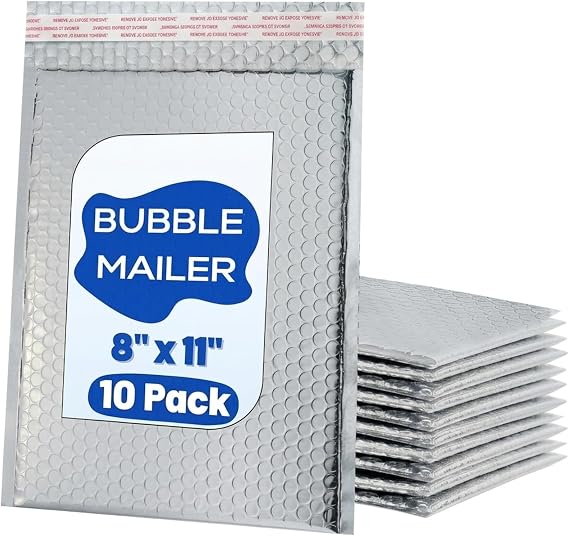 10 Pack Thermal Bubble Mailers 21x28cm Metallic Envelopes
