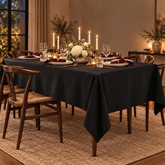 Home Direct Tablecloth 100% Polyester, Rectangular 150 x 300 cm Black