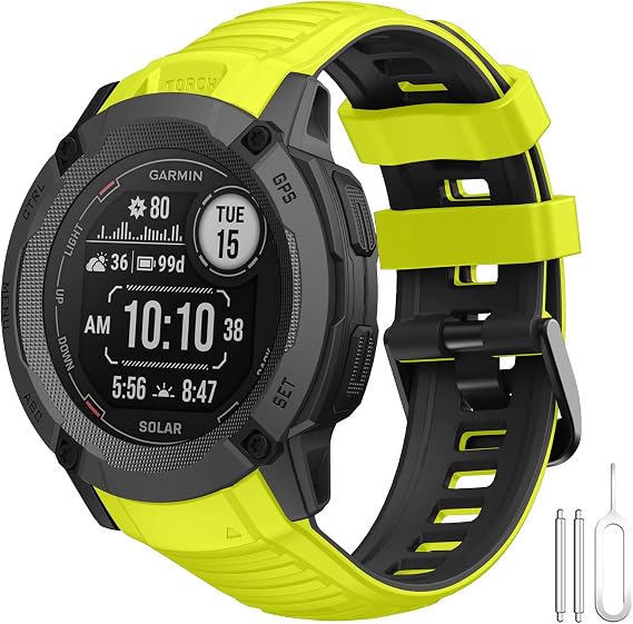 Strap Compatible with Garmin Instinct 2X Solar, Tactical Soft Silicone Replacement Band Compatible with Garmin Instinct 2X Solar