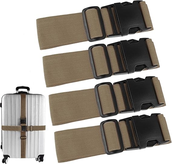 80In Suitcase Straps TSA Approved, Long Travel Attachment Belt, 4Pcs Brown, 80 In Fix