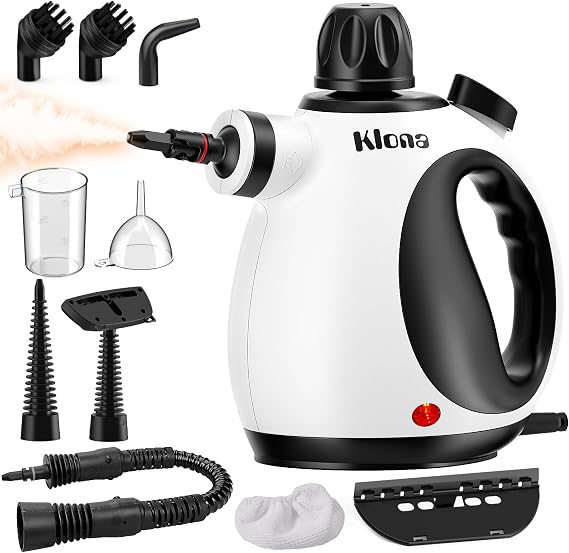 KLONA Handheld Steam Cleaner Home Steam Cleaner Multipurpose Steam Cleaner with 10 Accessories for Carpets Curtains Sofas Kitchen Bathrooms and More