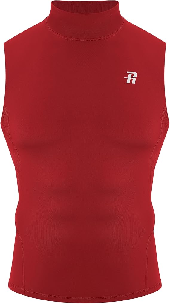 Runhit Men's Turtleneck Compression Tank Top, Sleeveless Mock Neck Shirt, UPF 50+ Athletic Undershirt Football Gym Running