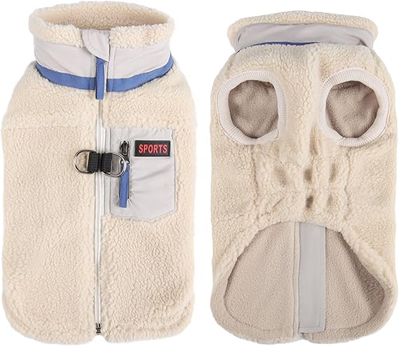 FEimaX Warm Dog Coat Windproof Puppy Winter Jacket with Soft Fleece Lining and D-ring, Doggie Cold Weather Vest Clothes Outfit for Small Medium Dogs