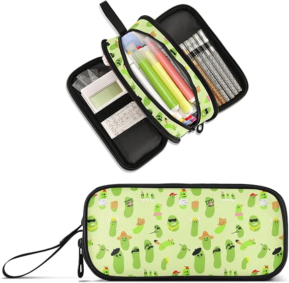 Large Capacity Pencil Case Pencil Pouch Office School Large Storage Pen Bag 3 Compartment pencil box for Adults School Teen Girl Boy Men Women (Pickle)