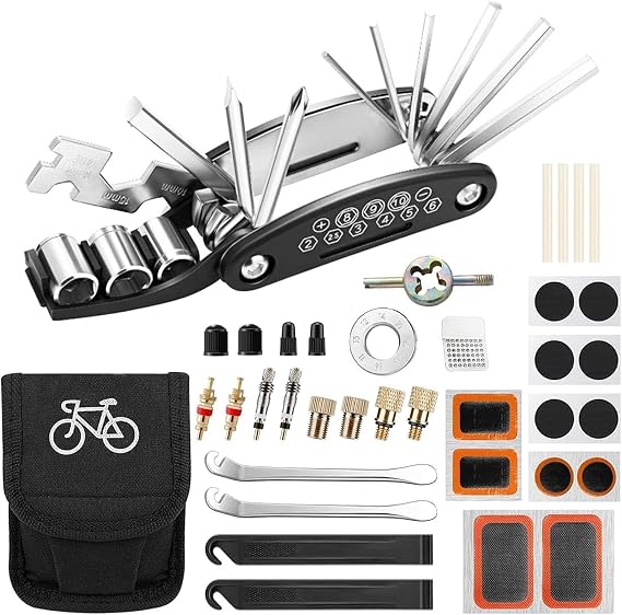 Bike Tool Kit, 17 in 1 Multifunction Bike Tools & Equipment, Bike Repair Kit, Puncture Repair, Repair Tool, Bicycle Tire Patch Kit for Bike