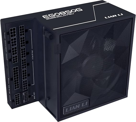 Lian Li EDGE Gold 850W PC Power Supply Black, 850 Watt ATX PSU, PCIe 5.1, ATX 3.1 PSU | 80 PLUS Gold, modular, Sleeved Cable Kit, 12VHPWR for NVIDIA RTX, quiet fan