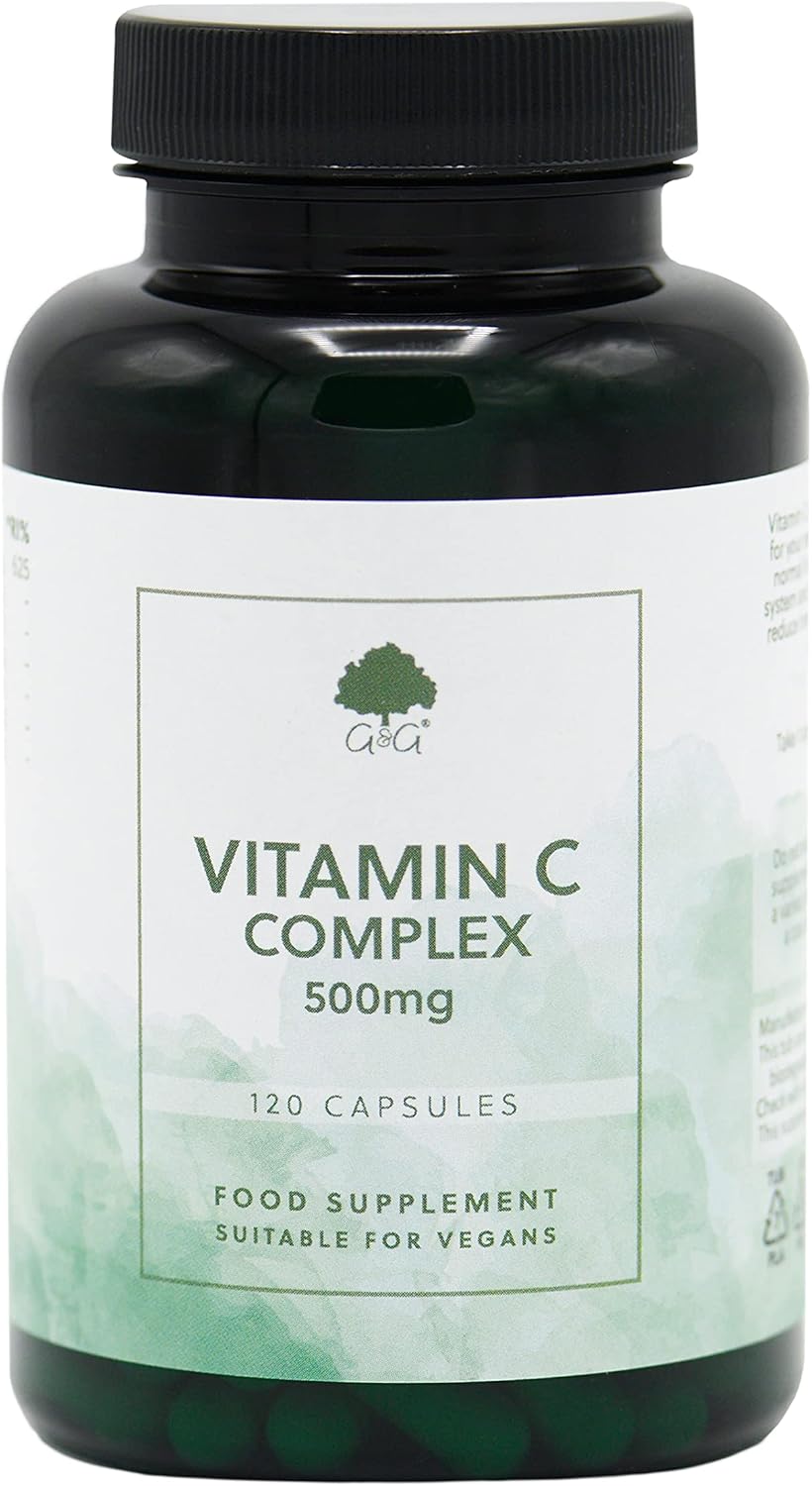 Vitamin C Complex | 500mg Vitamin C per Capsule with Rose Hip and Acerola | 120 Vegan Capsules | G&amp;G Vitamins