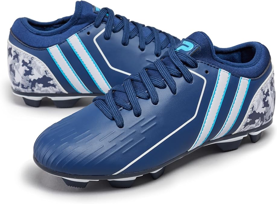 Patrick Linear Football Boot - Kids Football Boots - Durable Football Boots - Non-Slip Junior Soccer Boots, Navy - Footwear Since 1892, Size 4