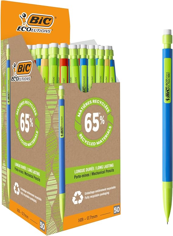 BIC Matic ECOlutions Mechanical Pencils, Assorted Barrel Colours, Box of 50