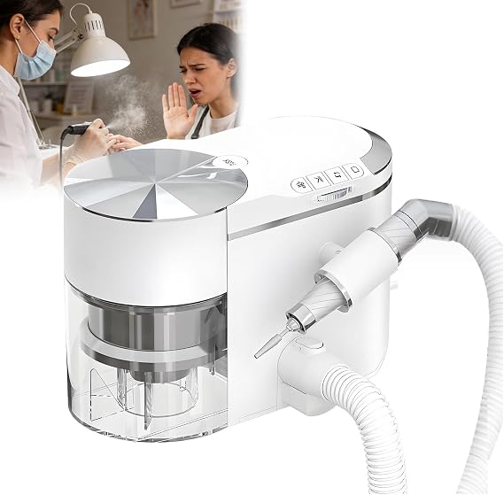 Nail Drill and Dust Collector 2-in-1, 35000 RPM Portable Polisher with Stepless Speed Control, Adjustable Suction, Low Noise for Manicure Salons