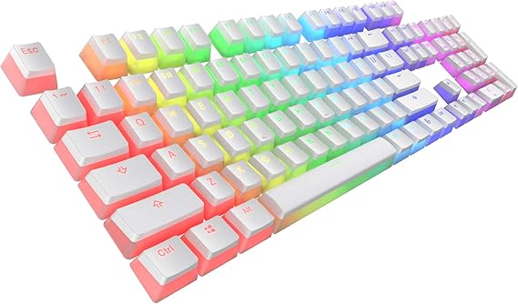 TECWARE US Layout (ANSI) Puding Beyaz PBT Tuş Kapağı, Mekanik Klavyeler için, Çift Çekim, Tam 111 Anahtar Seti ..