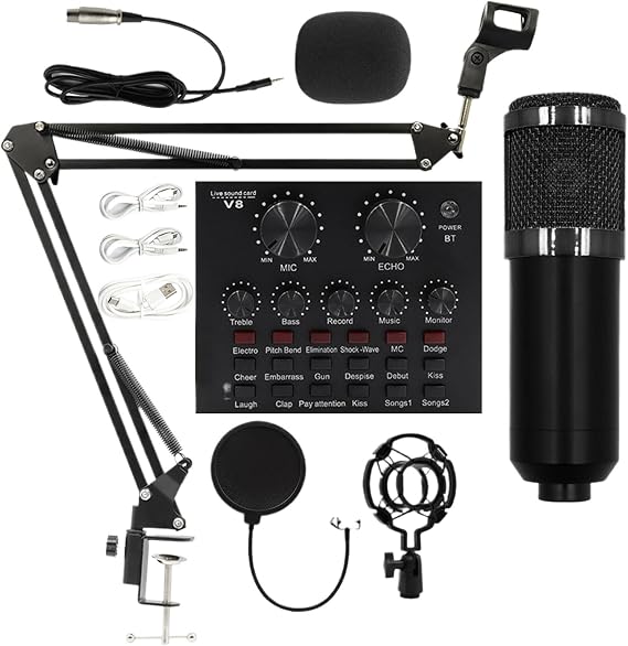 Recording Studio Equipment Streaming Sound Card Mike Stand Recording Studio