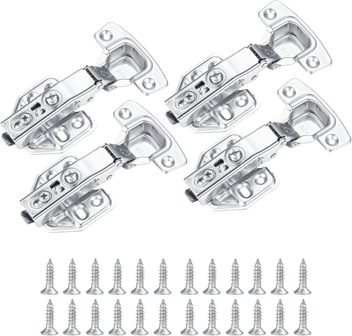 4 Pcs Kitchen Units Door Hinges, Soft Close Cupboard Wardrobe Doors Hinges, Folding Doors Hinge with Screws, Full Overlay Mute Cabinet Hinges