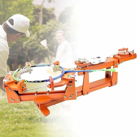 Badminton Racket Stringing Machine, Winch Type DIY Tool with 6-Point Fixed System and 60LB Adjustable Tension for Personal Use