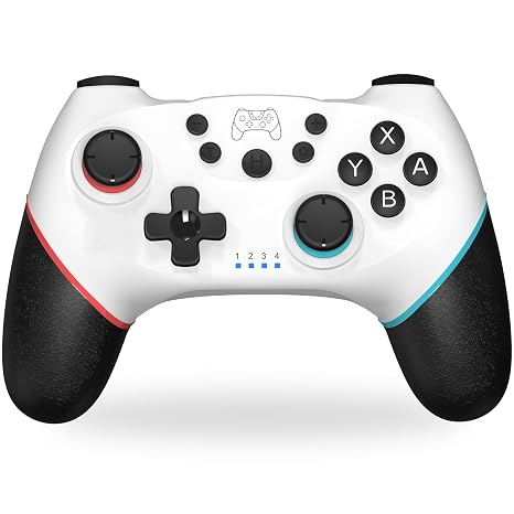 NK Wireless Switch Controller Compatible with Switch/OLED/Lite/Pro with Wake Function Macro Settings Bluetooth 6-Axis Sensor Turbo Function Dual Shock LED Indicators White