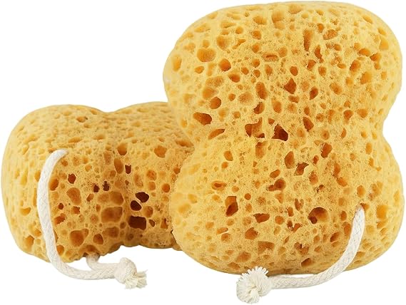 2 Pcs Shower Sponge, Bath Sponges, Exfoliating Shower Sponges, Larger Shower Sea Sponge, Ultra-Soft for Sensitive Dry Skin, Exfoliating Sponge Body Puff with Dense Foam for Gentle & Deep Cleansing