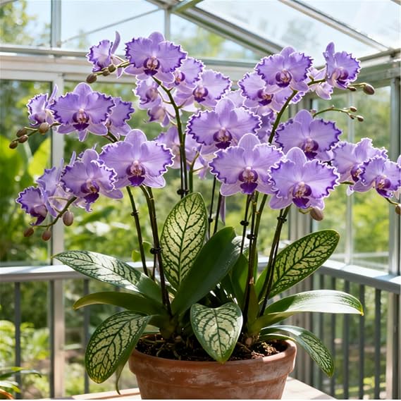 Fragrant Cymbidium Orchid - Indoor and Outdoor Potted Plants - Easy to Bloom/That Grow Fast/Golden Jade Carving/Garden-3 Roots-G