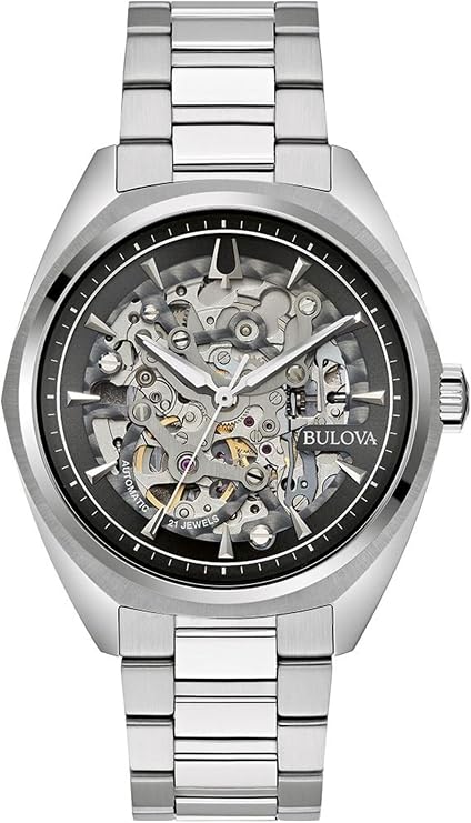Bulova Men's Analogue Automatic Watch with Stainless Steel Strap 96A293, Black, Bracelet