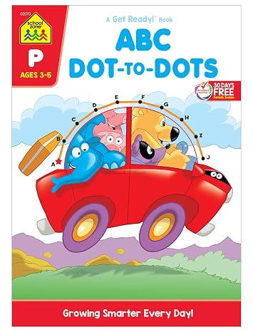 School Zone - ABC Dot-to-Dots Workbook - 32 Pages, Ages 3 to 5, Preschool, Kindergarten, Connect the Dots, Alphabet, Letter Puzzles, and More (School Zone Get Ready!™ Activity Book Series)